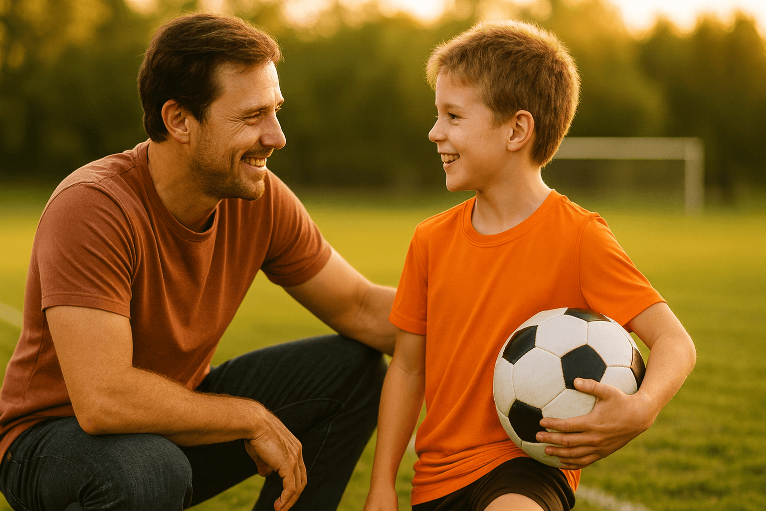 Parent celebrating with their young soccer player